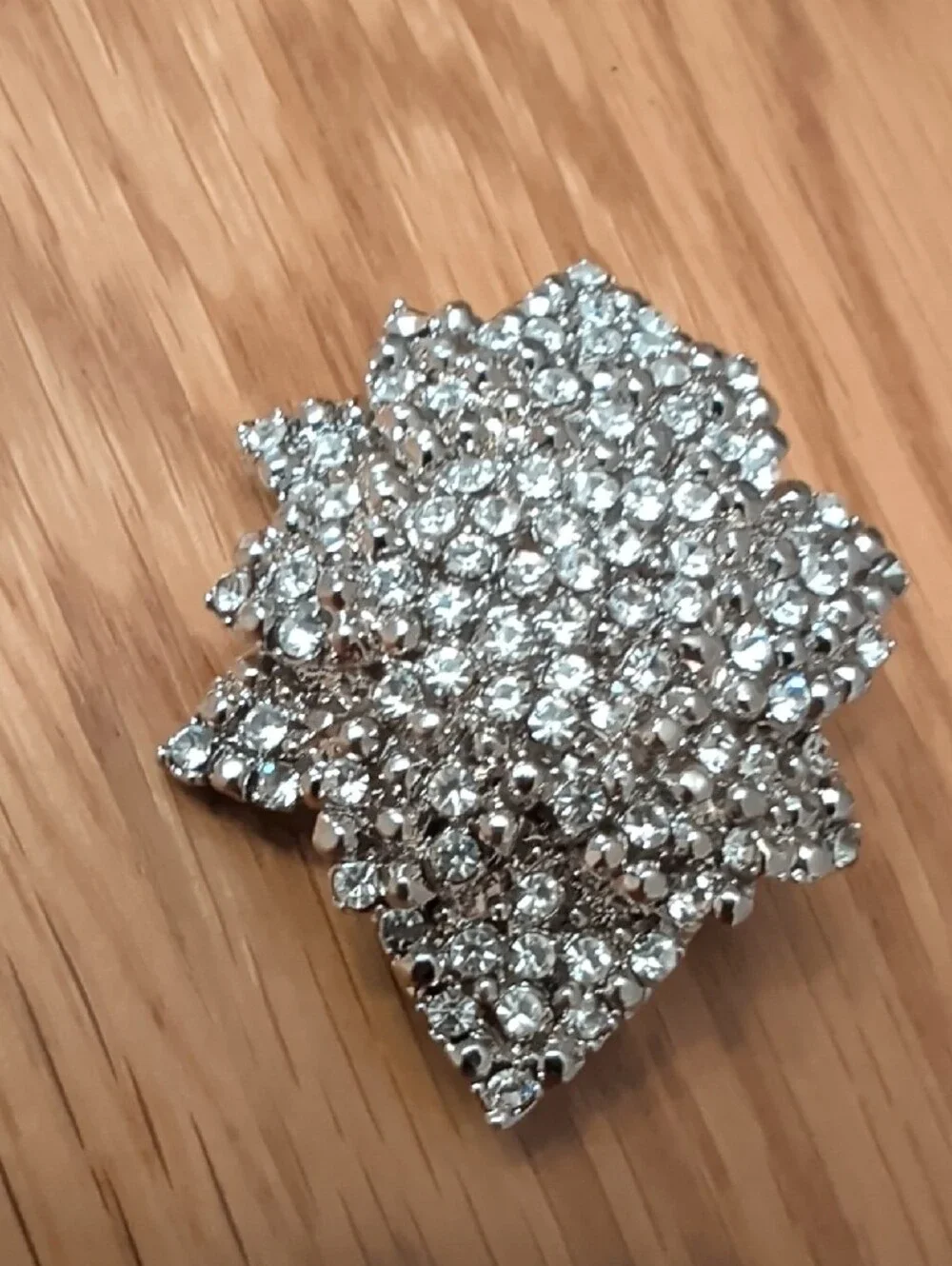 Crystal Cluster Brooch - Silver Tone